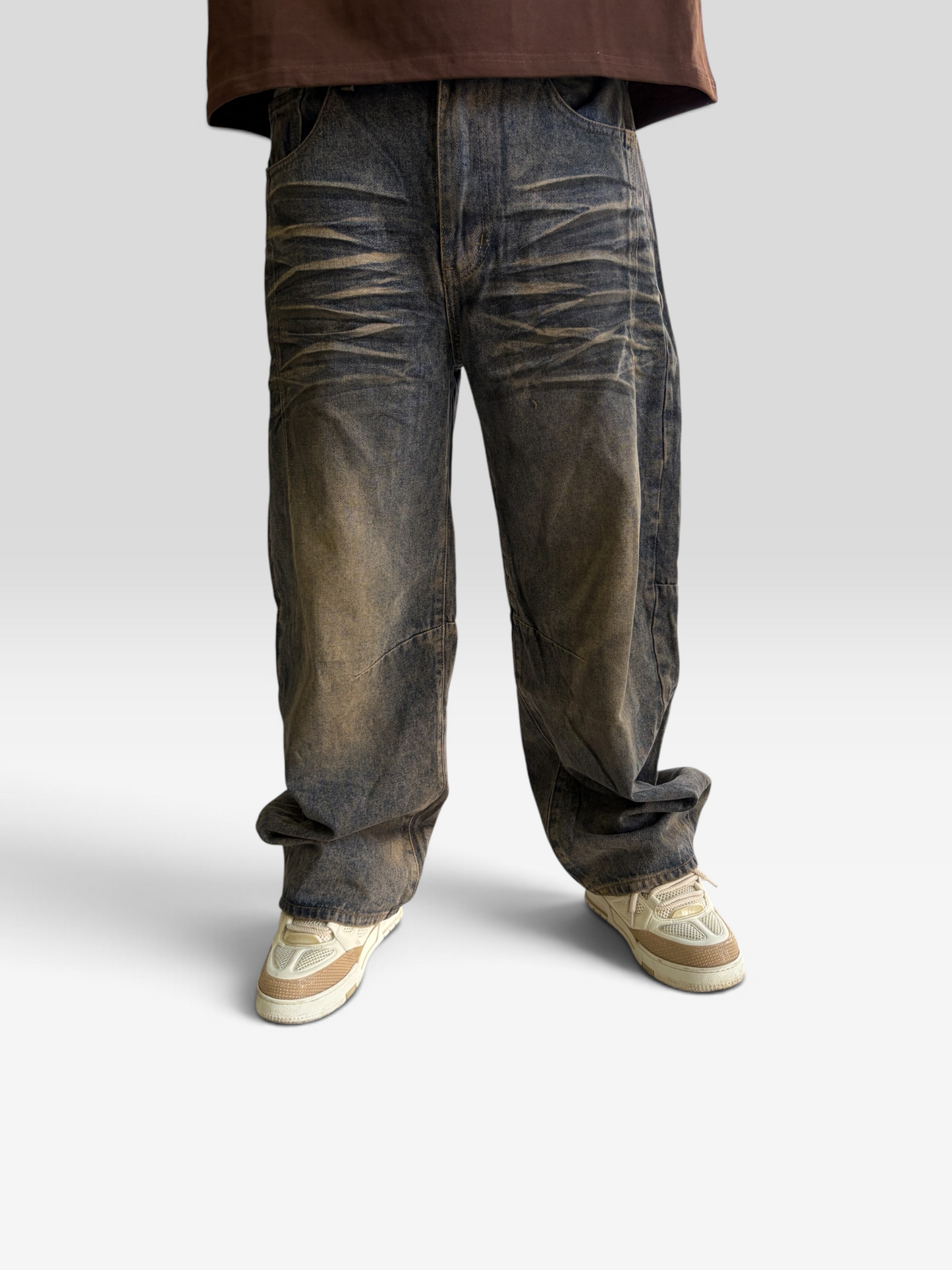 Jeans baggy washed cafè