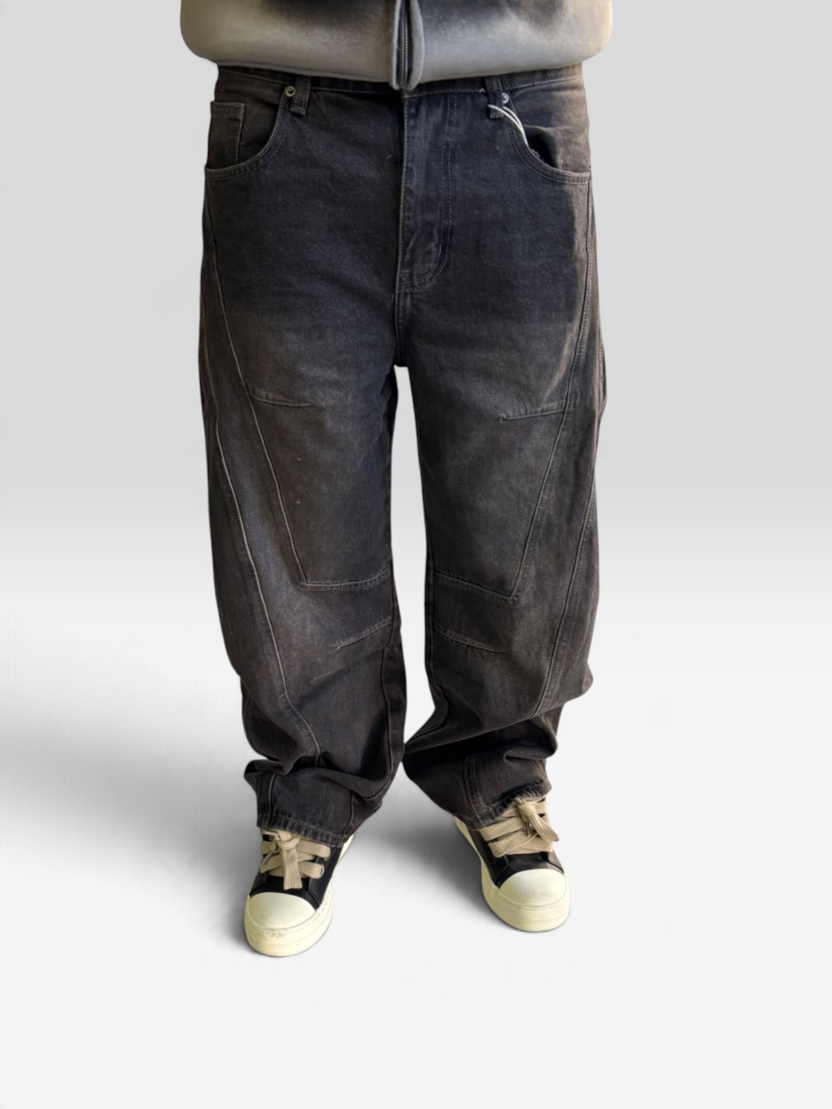 Jeans baggy douple line grey