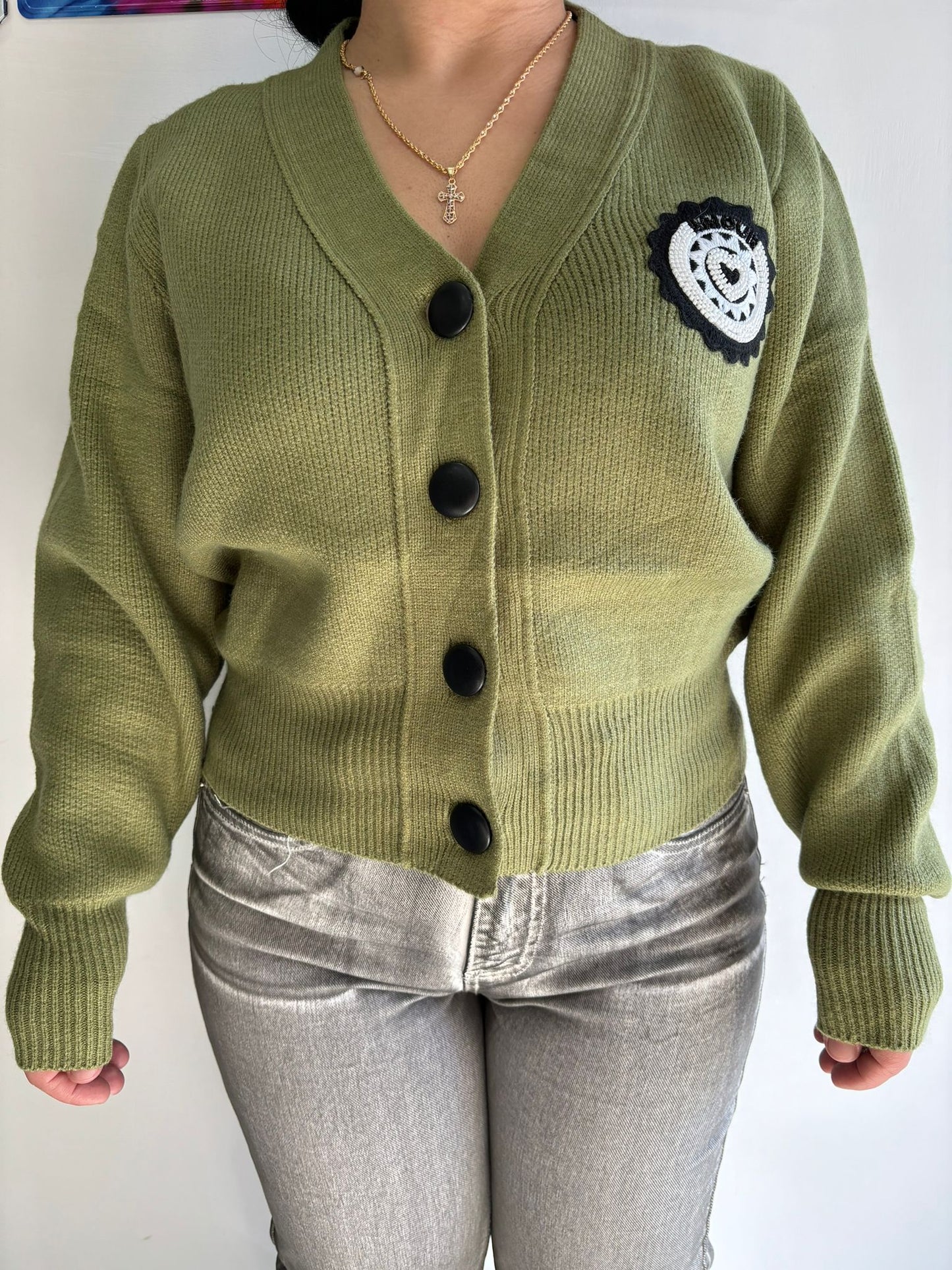 Cardigan jasmine verde oliva