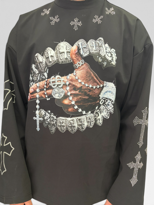 LONG SLEEVE AMERICAN GLITTER BLACK