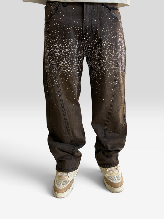 Jeans brown baggy glitter