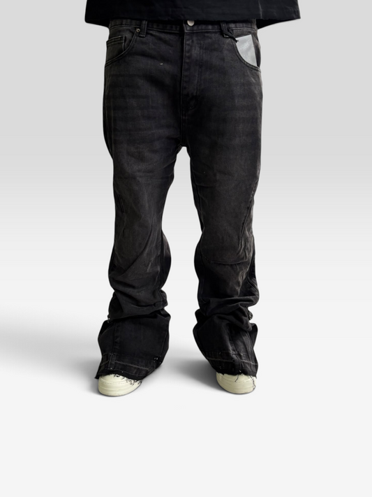 Jeans baggy flare carboon zip
