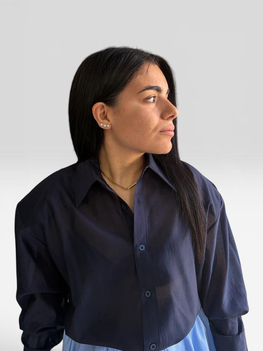 camicia semi velata blu