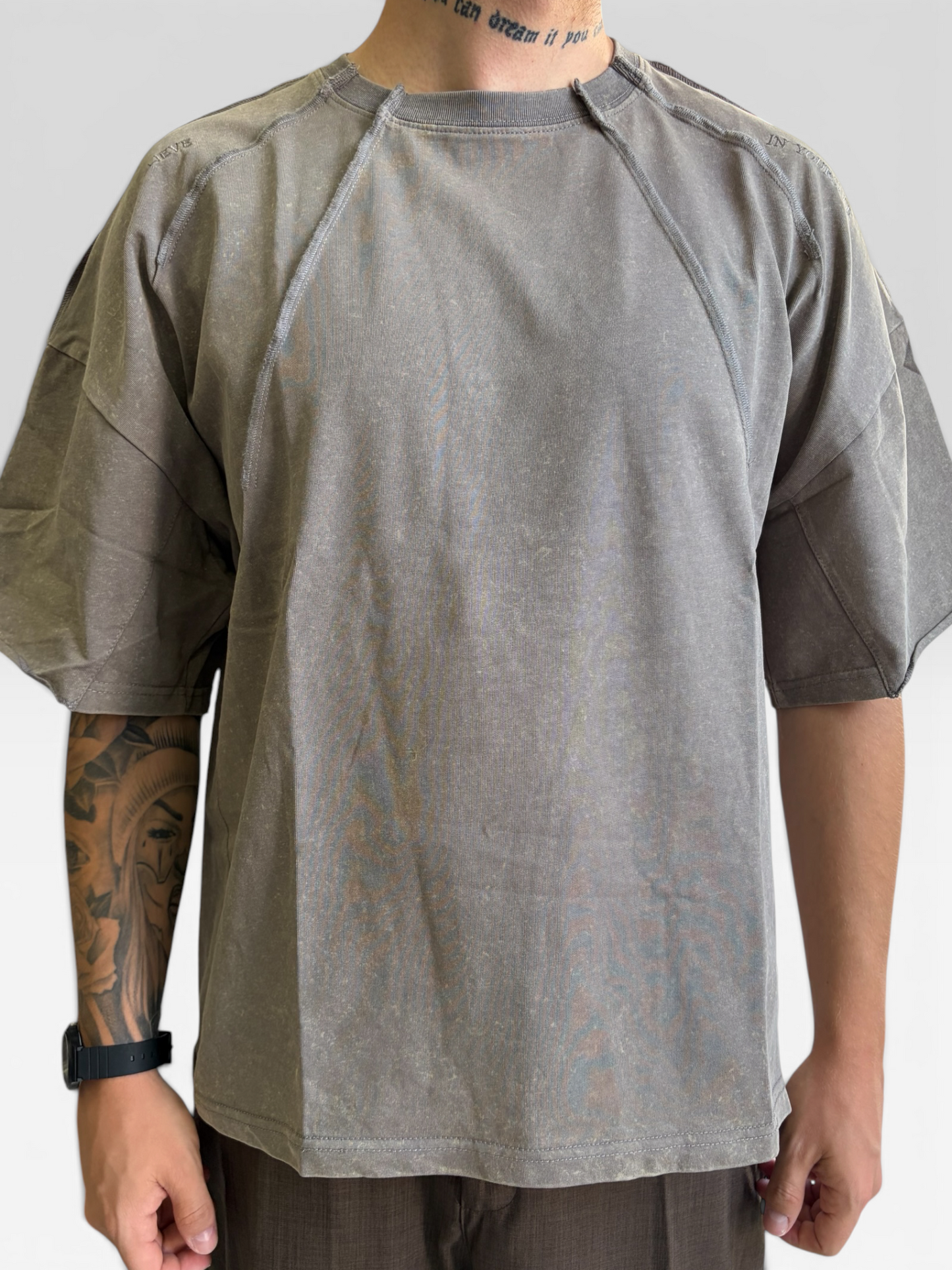 T-SHIRT TAGLIO VIVO TORTORA