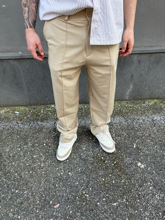 pantalone a fondo ampio beige