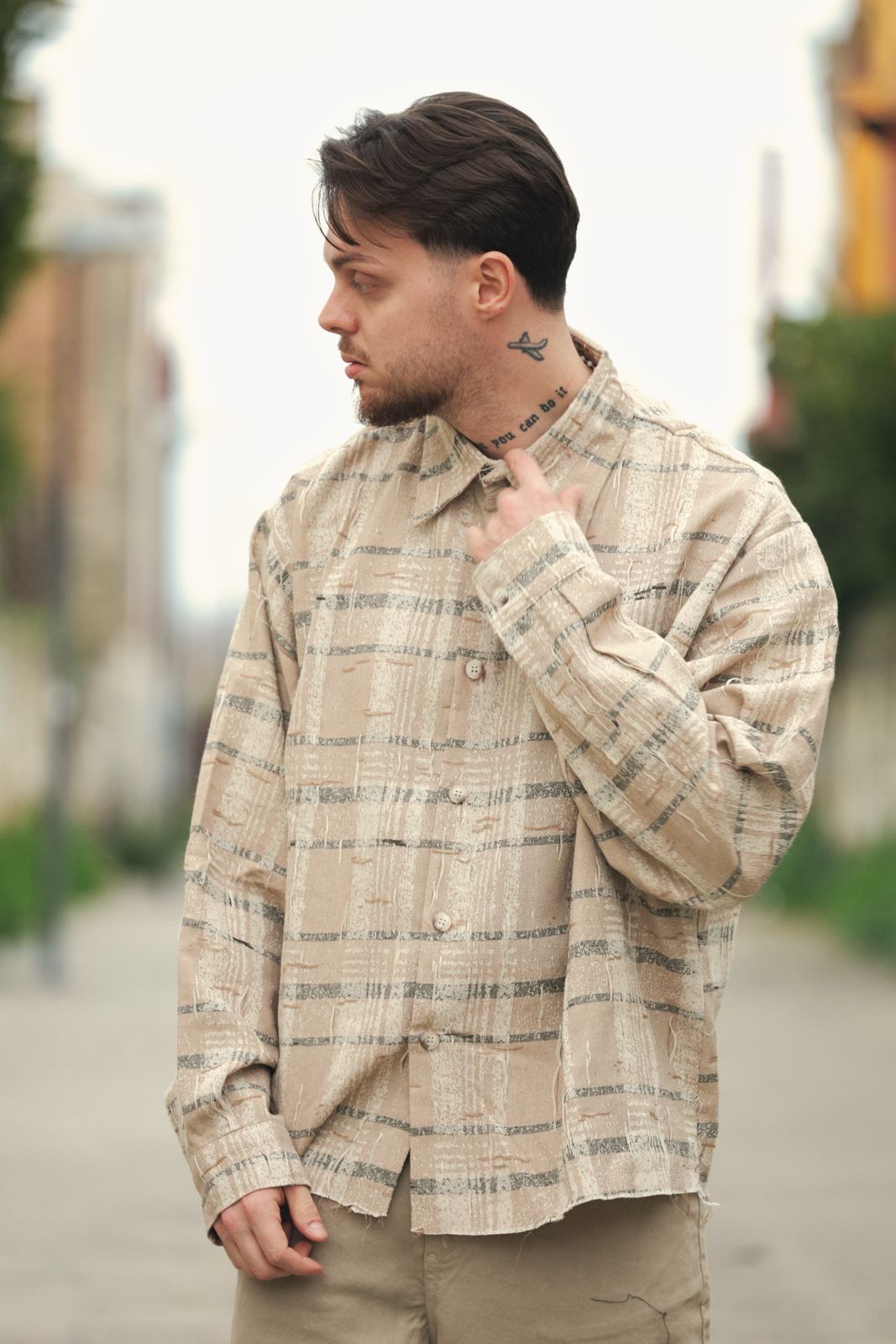 CAMICIA SCOTLAND OVER SIZE BEIGE