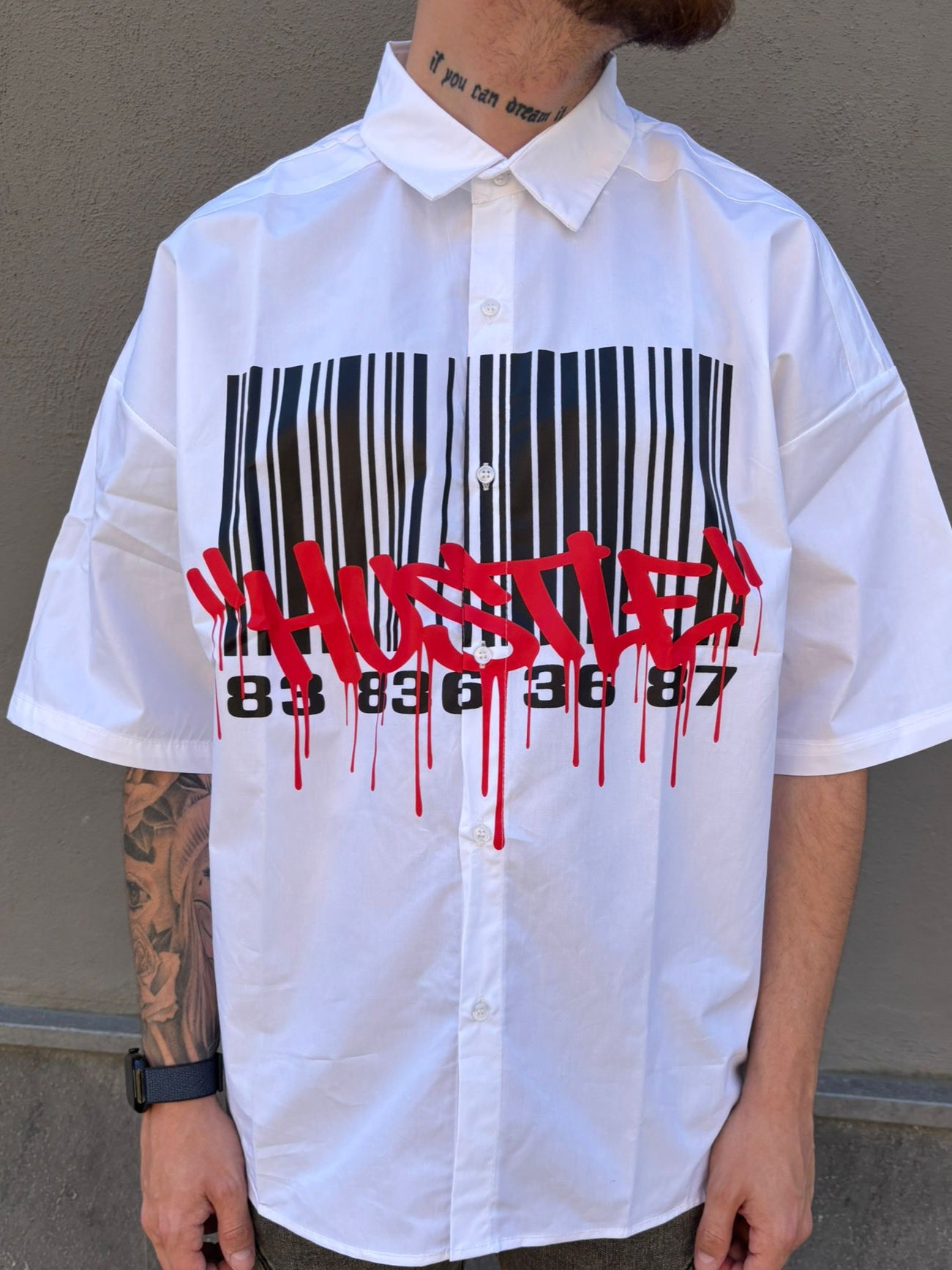 camicia barcode white