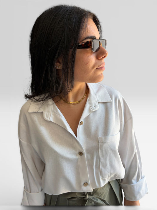 camicia in lino white