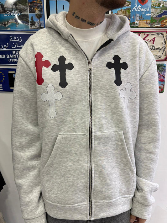 HOODIE GREY MOD CHROME HEART*S