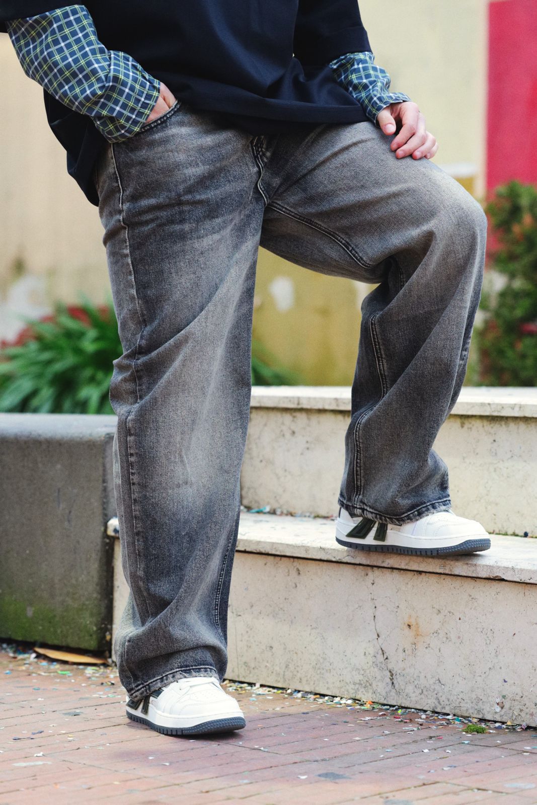 JEANS BAGGY DARK GREY FULL