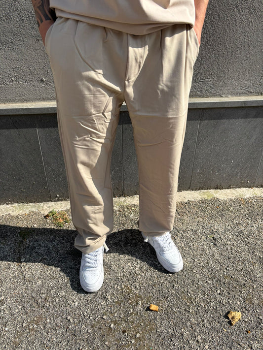pantalone fondo ampio beige