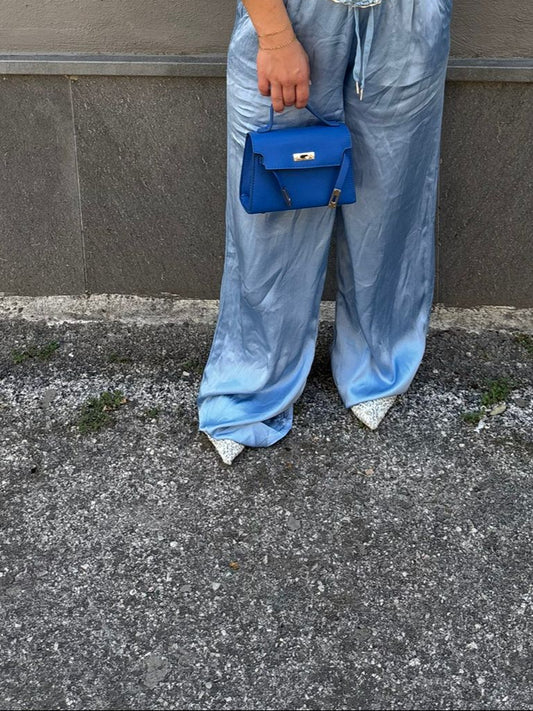 pantalone satin azzurro