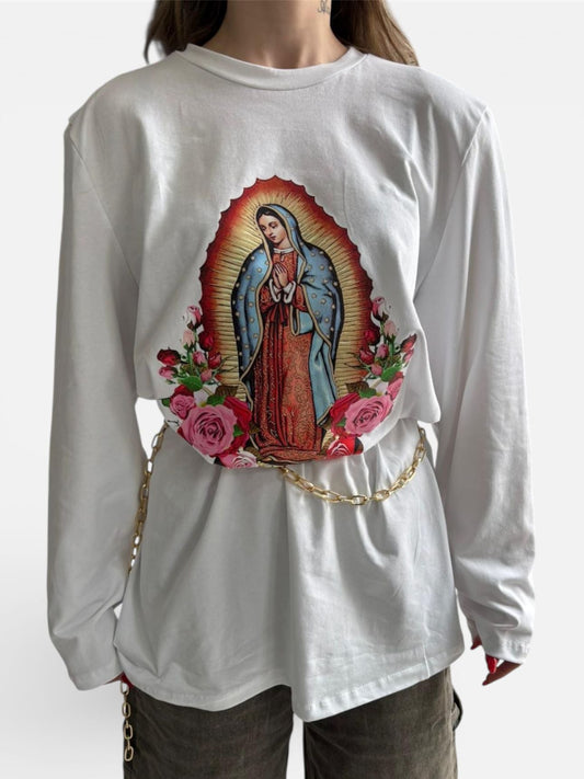 T-SHIRT LONG SLEVEE SANTA WHITE